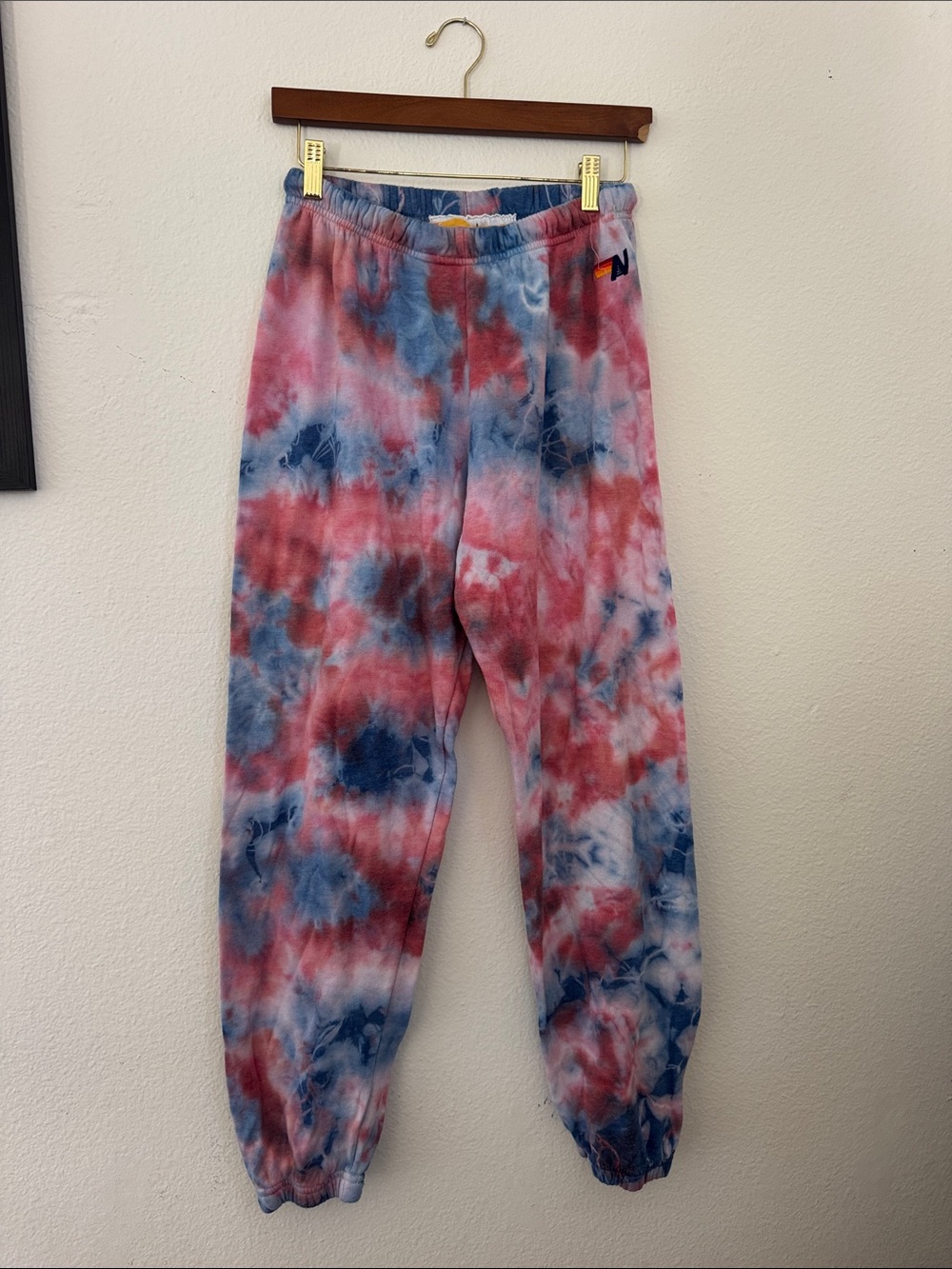 Aviator Nation Women’s Tie-Dye Jogger Pants - Red & Blue